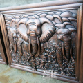 Indoor decoration metal sculpture bronze elephant animal wall relief statue